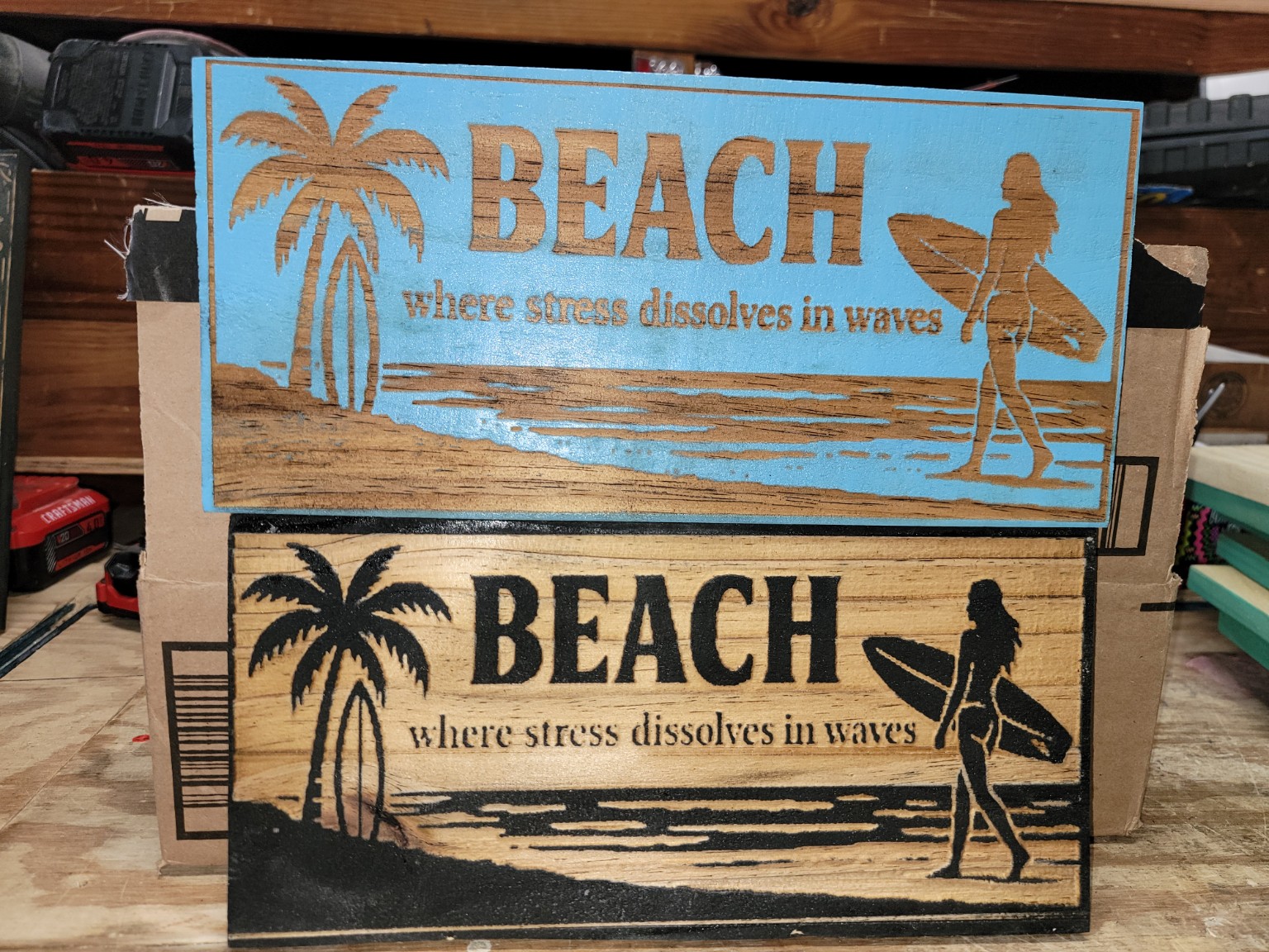 Custom beach signs in two finishes
